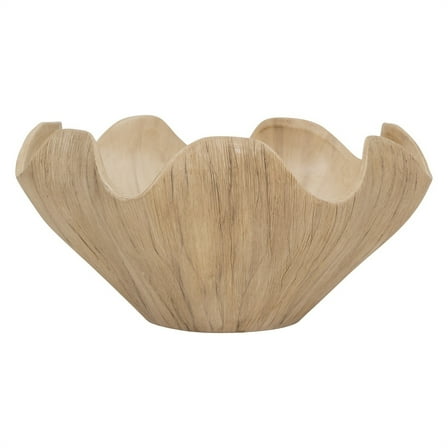 BIDK Home Flower Design Decorative Bowl - 13.75" - Beige