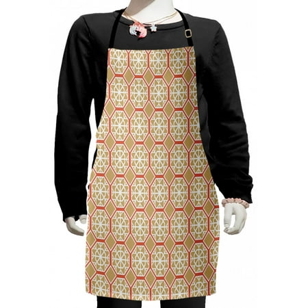 

Oriental Kids Apron Traditional Ethnic Ottoman Ceramic Art Style Turkish Geometric Motif Boys Girls Apron Bib with Adjustable Ties for Cooking Baking Painting Sand Brown Dark Salmon by Ambesonne