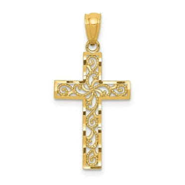 Finest Gold 14K Yellow Gold Cross Pendant
