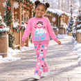 thumbnail image 2 of Pink Snowman 2-Piece Outfit Sets for Girls Cute Holiday Sweatshirt & All-Over Snowman Pants, Cozy Kids Casual Clothes, 3T, 2 of 8
