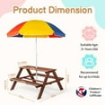 thumbnail image 2 of Zimtown Outdoor Child Picnic Set, Kids Activity Table Set with Umbrella, Toddler Table Seating Set for Patio Garden Backyard, Brown, 2 of 7