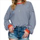 thumbnail image 2 of Camiseta de Larga Extragrande para Mujer, Túnica A Rayas con Bloques de Color, Sudadera Holgada de Otoño con Cuello Redondo Naranja y Rojo XL, 2 of 8