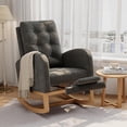 thumbnail image 1 of Modern Nursery Rocking Chair, Linen Upholstered Rocking Chair with Footrest, Comfortable Rocker Recliner with Side Pocket, Rocker Glider for Living Room, Bedroom, Nursing Room, Grey, 1 of 9