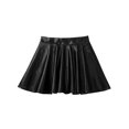 thumbnail image 5 of Manyakai Big Girls Shiny Metallic Pleated Wrap Skirt Elastic High Waist A-Line Mini Skater Skirts Black 10, 5 of 7