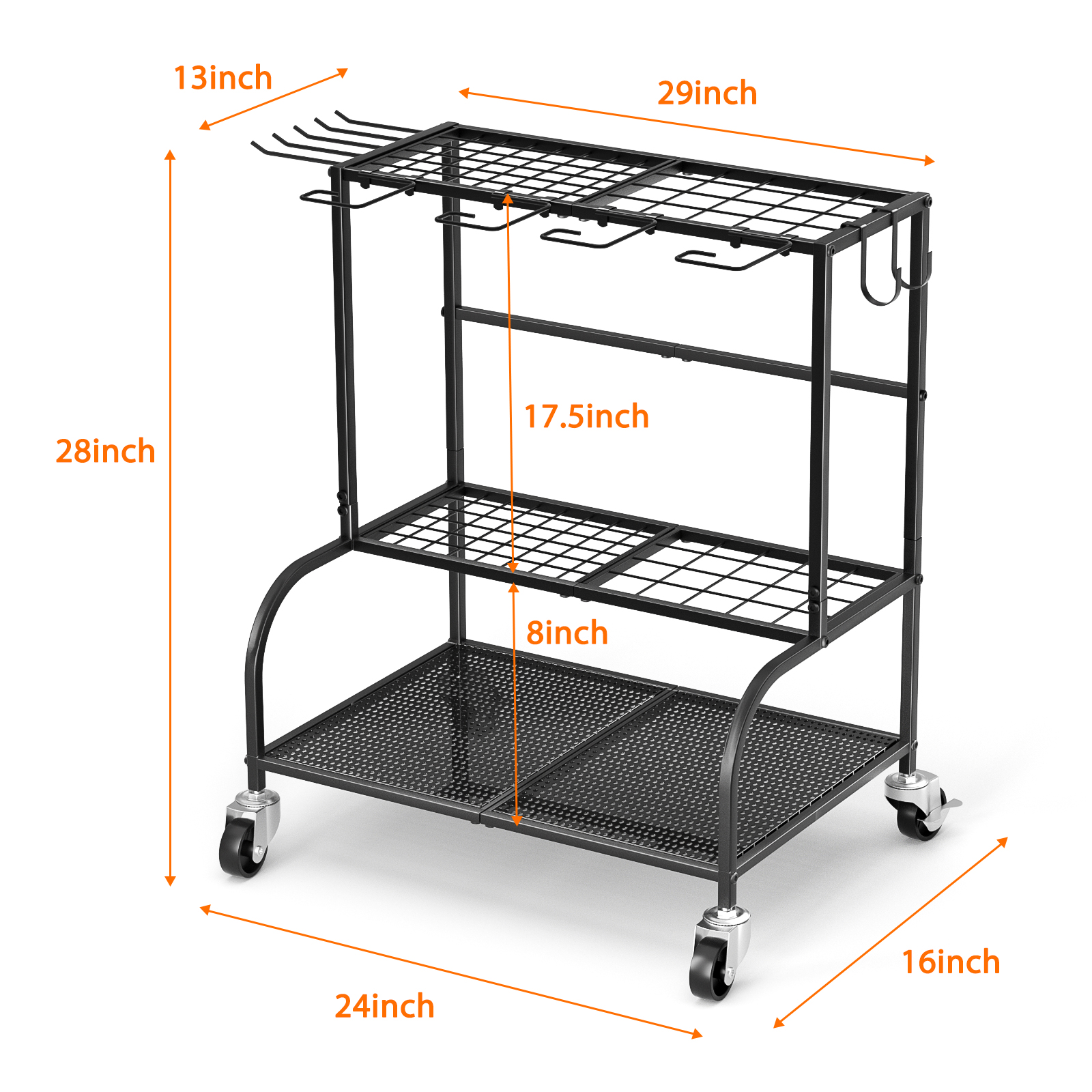UNTIMATY Metal Garden Tool Organizer with Wheels, Black photo 5