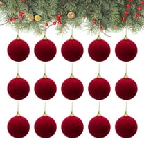 CuiLiyq 12 Pcs Velvet Christmas Balls Ornaments, Red Shatterproof Plastic Christmas Ball for Christmas Tree Decor, Xmas Hanging Decoration Balls for Holiday Weddings Party