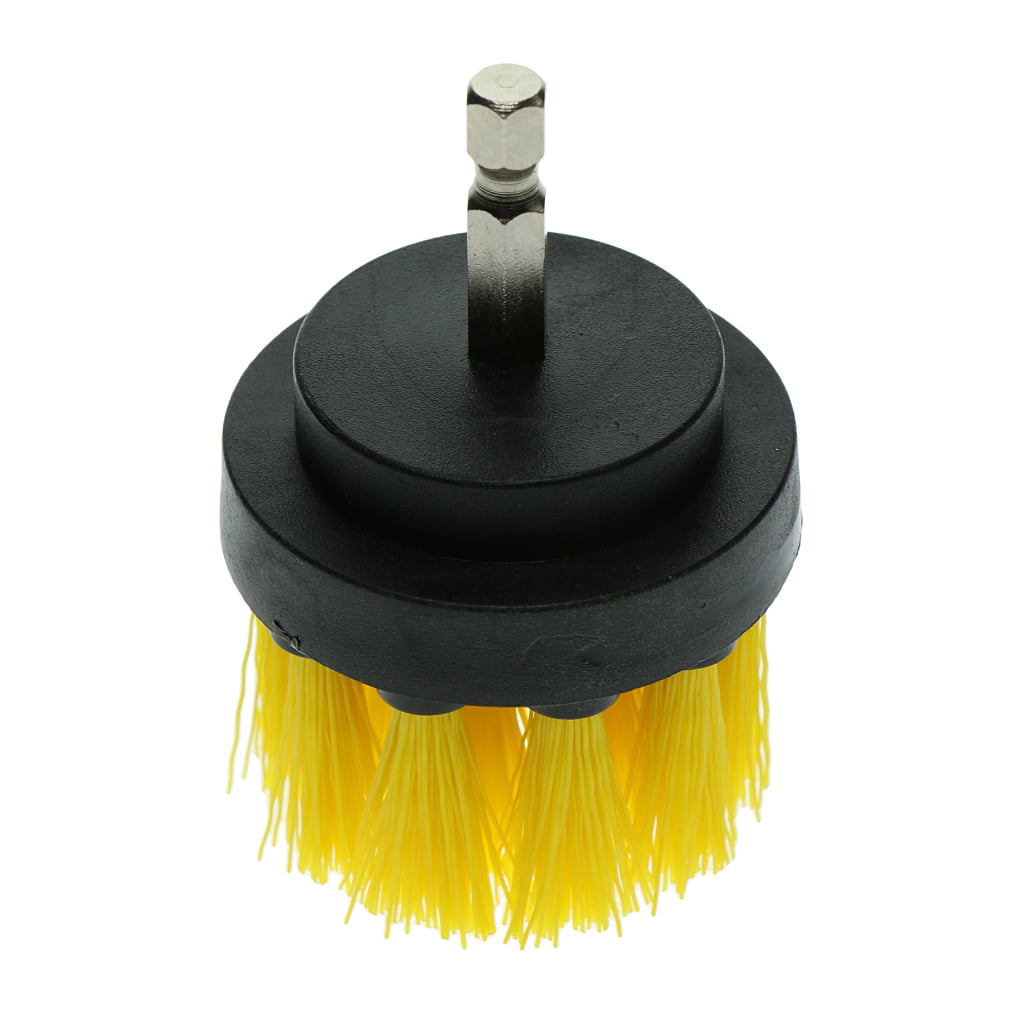 Heavy Duty Scrubbing Cleaning Brushes Power Drill Attachment Yellow 2" 