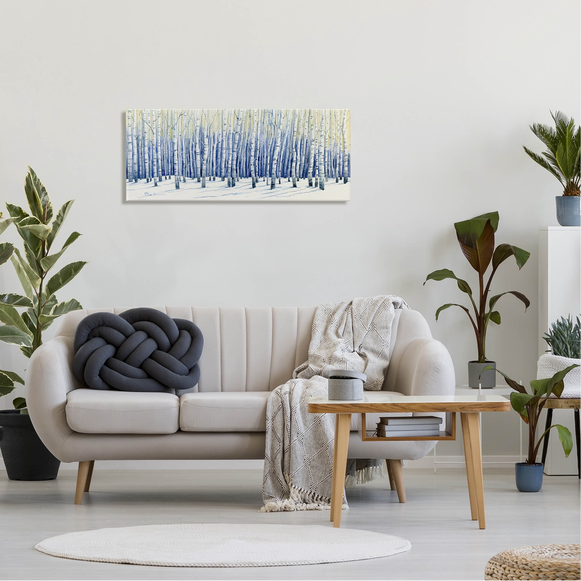 Looming Winter Birch Trees Landscape Graphic Art Gallery Wrapped Canvas Print Wall Art