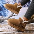 thumbnail image 6 of Cadancy Women's Ankle Boots Winter Suede Thick Sole Winter Fluffy Fleece Lining Short Booties Side Cute Bowknot Trendy Snow Shoes Slip On Outdoor Footwear, 6 of 8