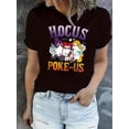 thumbnail image 1 of Camiseta De Mujer Camiseta De Verano Para Mujer Para Viajes En La Calle TrabajoWomen's Halloween Graphic T-Shirt - "HOocus Poke-us" Fun Print, Casual Round Neck Short Sleeve, Comfortable Polyester B, 1 of 6