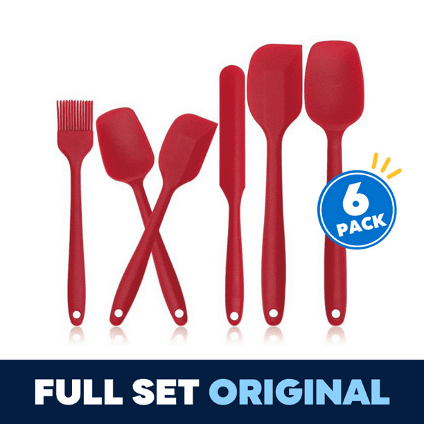 6 Pack Red Silicone Spatula Set Food Grade Silicone Spatula 450 F Heat Resistant Rubber Spatulas Seamless One Piece Design Non Stick Baking Stirring Kitchen Cooking Utensils Walmart Com