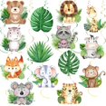 thumbnail image 1 of Decoración para fiestas, HSDSH, 35 unidades, con forma de espiral, diseño de animales de la jungla, 1 of 7