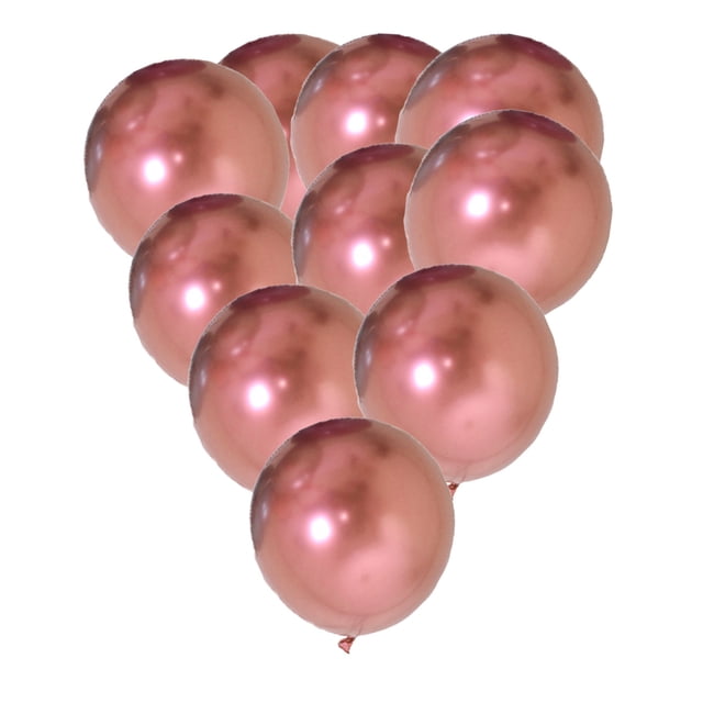 Globos cromados metálicos de oro rosa de primera calidad, rellenables con helio y aire, decoraciones para fiestas de 10 pulgadas, no tóxicos e inodoros, seguros para niños, permiten una expansión