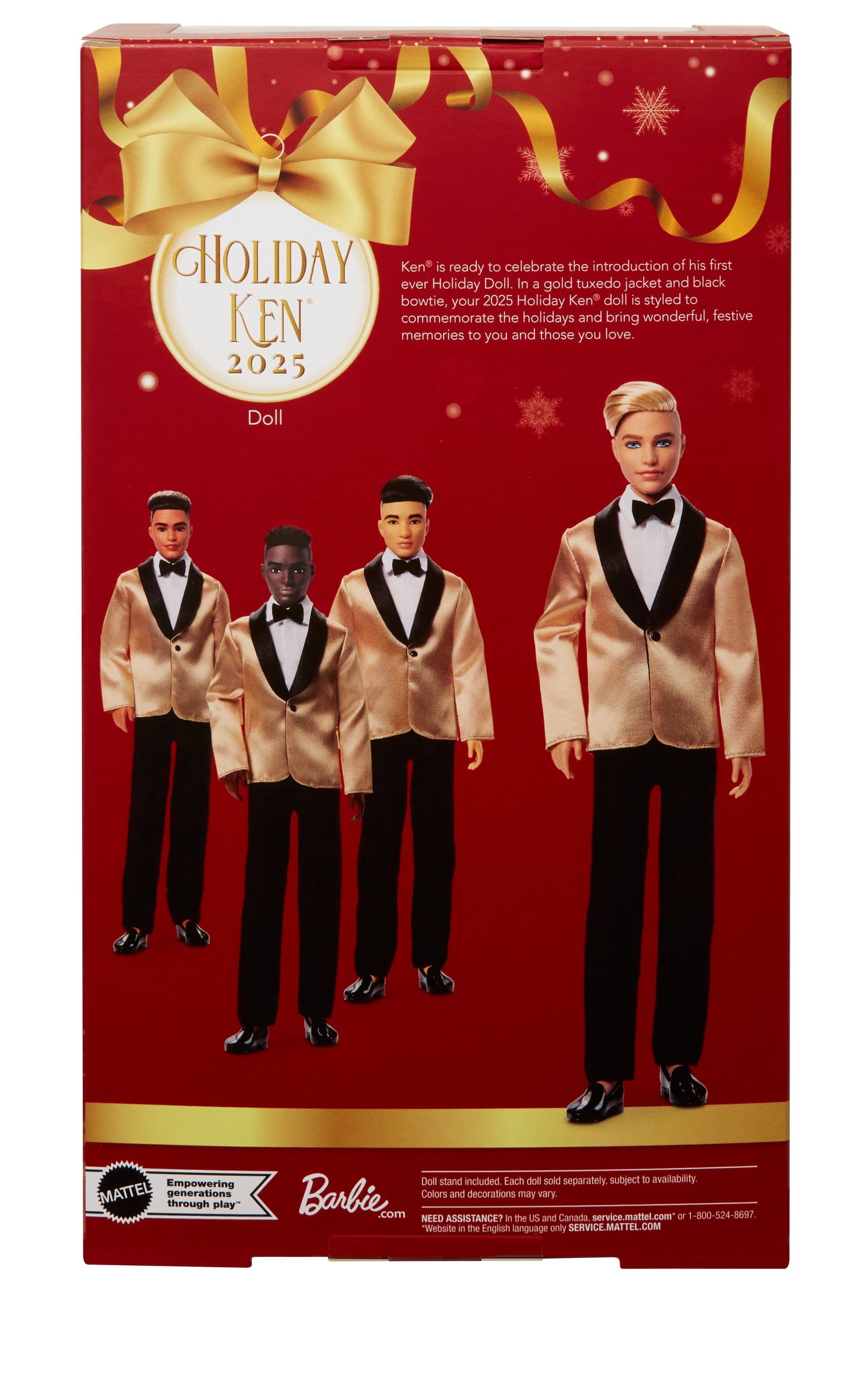 Barbie Signature 2025 Holiday Blonde Ken Collectible Fashion Doll wearing Full Suit with Golden Jacket