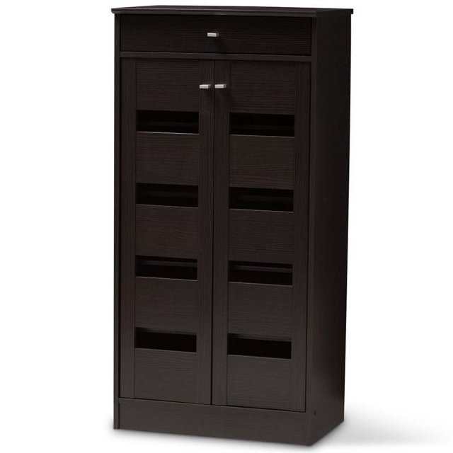 Bowery Hill Contemporary Shoe Cabinet in Wenge Brown