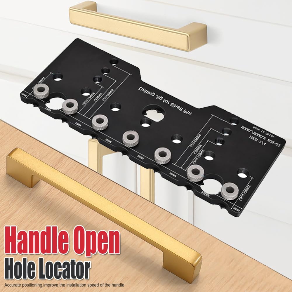Adjustable Aluminum Alloy Cabinet Hardware Jig Shelf Pin Jig with 2 PCS 5mm Drill Bits Woodworking Pocket Hole Punch Locator Drill Guide