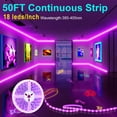 thumbnail image 3 of Gliztech 50FT Black Light Led Strip App Control, Black Light for Glow Party with Remote, Self Adhesive UV Light Strip for Halloween Decor, 24V, 3 of 8