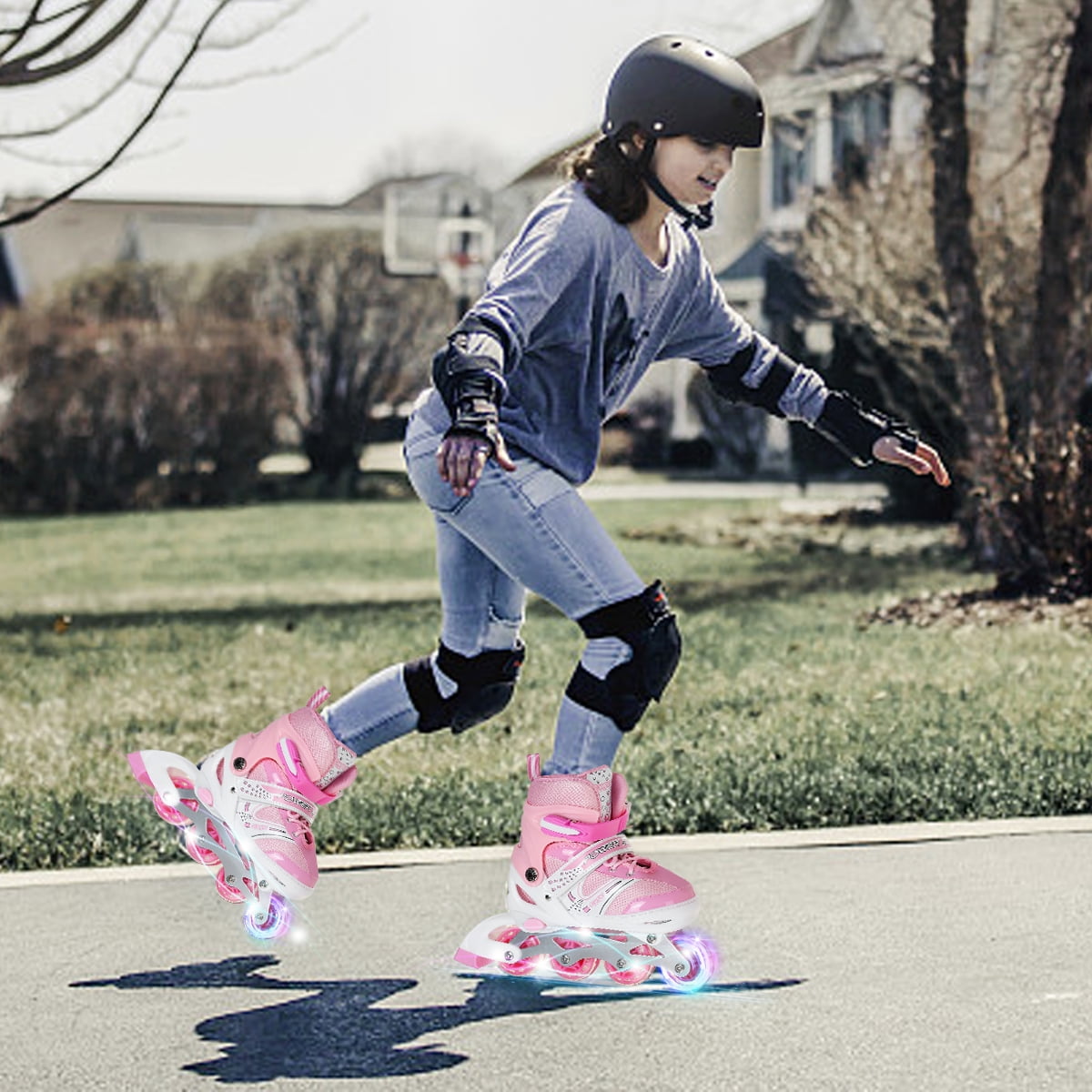 TronX Adjustable Youth and Junior Inline Roller Hockey Skates 