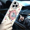 thumbnail image 4 of XPM for Apple iPhone 12 /12 Pro Phone Case, Pattern Design Hybrid with Invisible Ring Stand & Magnetic Back, Shockproof Protective Grip Cover for iPhone 12 / iPhone 12 Pro (Mini Spring Flowers), 4 of 8