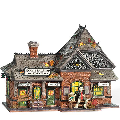 Department 56 Snow Village Halloween Rickety Railroad Station Lit Building 8 Inch Multicolor