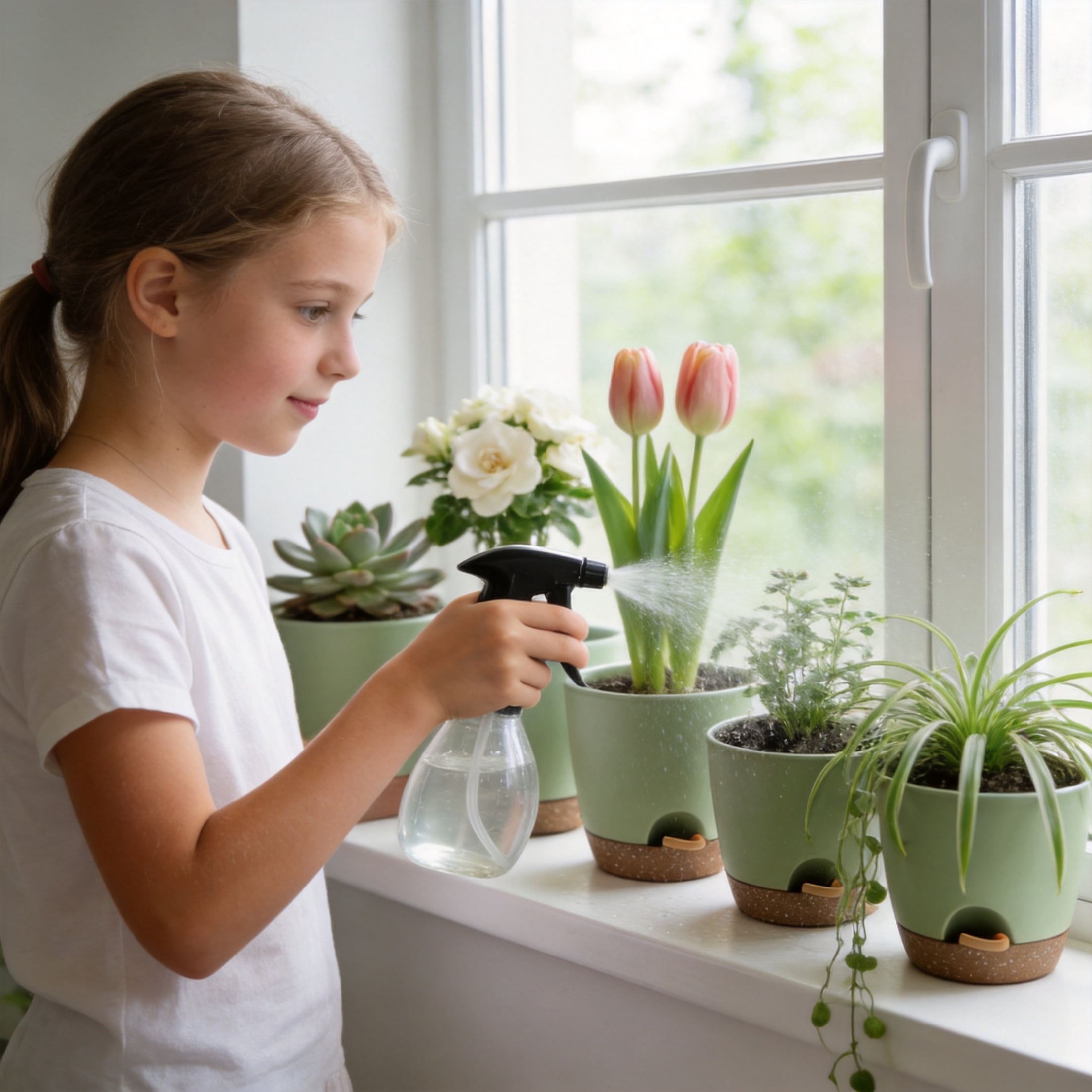 Self Watering Plant Pots Set of 5, 7/6.5/6/5.5/5 Inch Flower Plant Pots, Plastic Flower Pots with Drainage Holes and Saucers, Nursery Planting Pot for Indoor Outdoor Plants