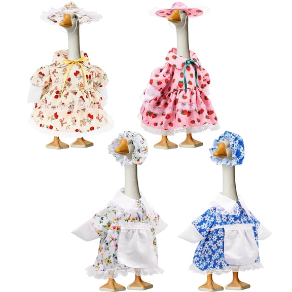 Toorise 4 Pcs Porch Goose Outfit Set Cute Lawn Goose Costume Clothes with Hat Reusable Suitable for Carnival Outdoor Lawn Decoration