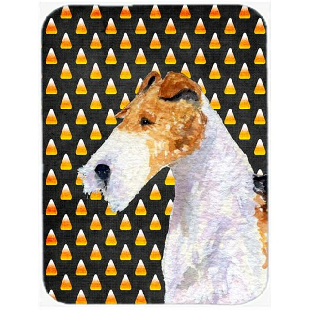 Carolines Treasures SS4271LCB Fox Terrier Candy Corn Halloween Portrait Glass Cutting Board - Large