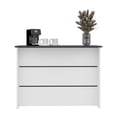 thumbnail image 6 of FM FURNITURE Central Kitchen Island Spacious Storage White Black Engineered Wood, 6 of 7
