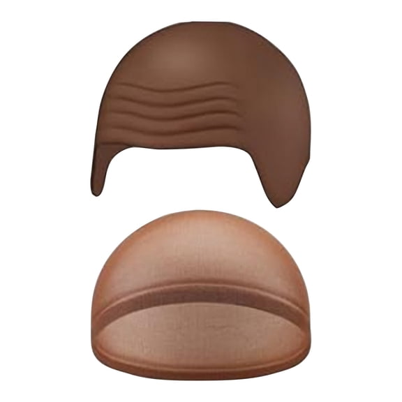 Tanglewen 2 Pcs Halloween Bald Caps Makeup Latex Bald Caps Head Wig hat Costume Accessories for Adults(Skin Color,Simple Style-B)