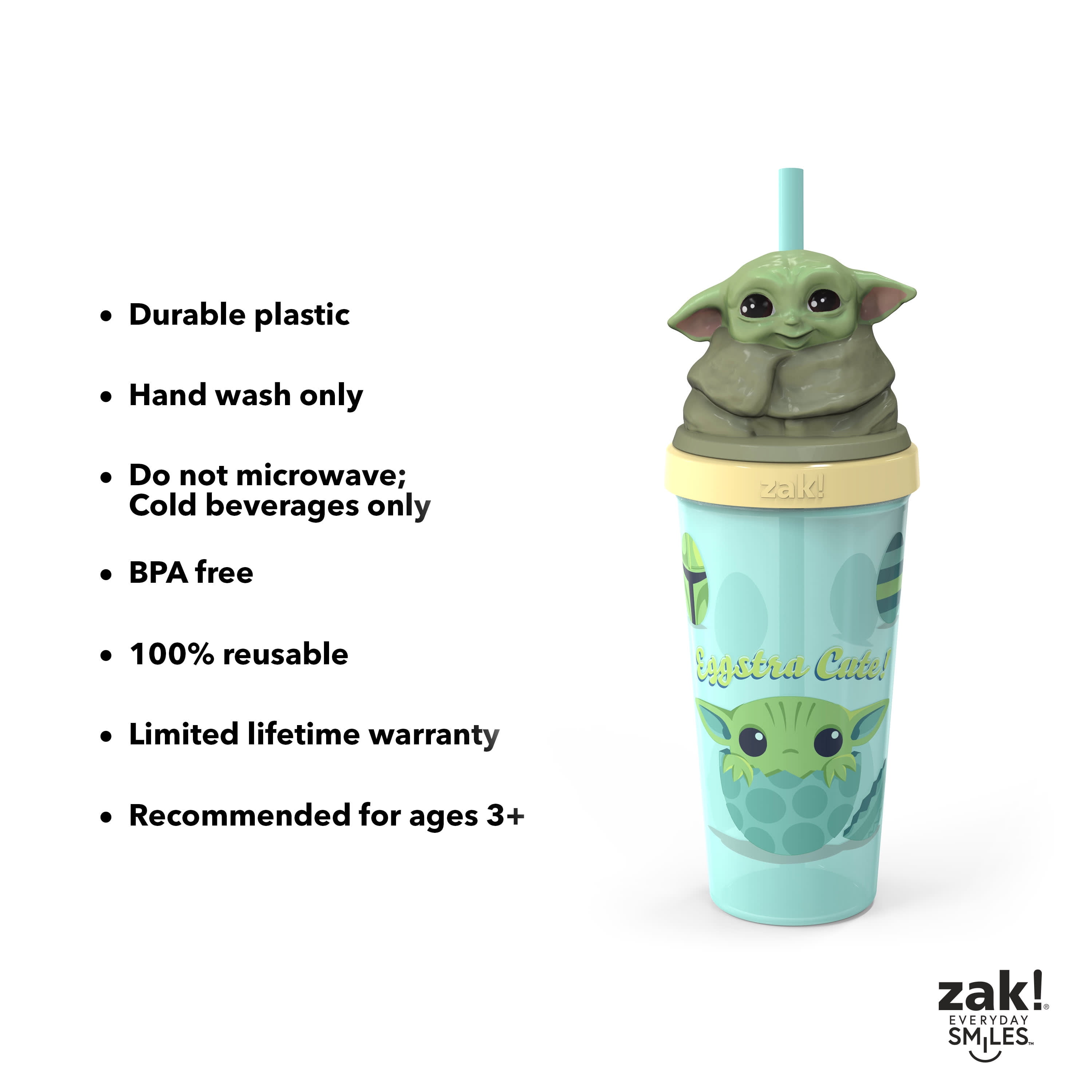  Zak Designs Star Wars The Mandalorian Kelso Toddler Cups For  Travel or At Home, 15oz 2-Pack Durable Plastic Sippy Cups With Leak-Proof  Design is Perfect For Kids (Baby Yoda, Grogu) 