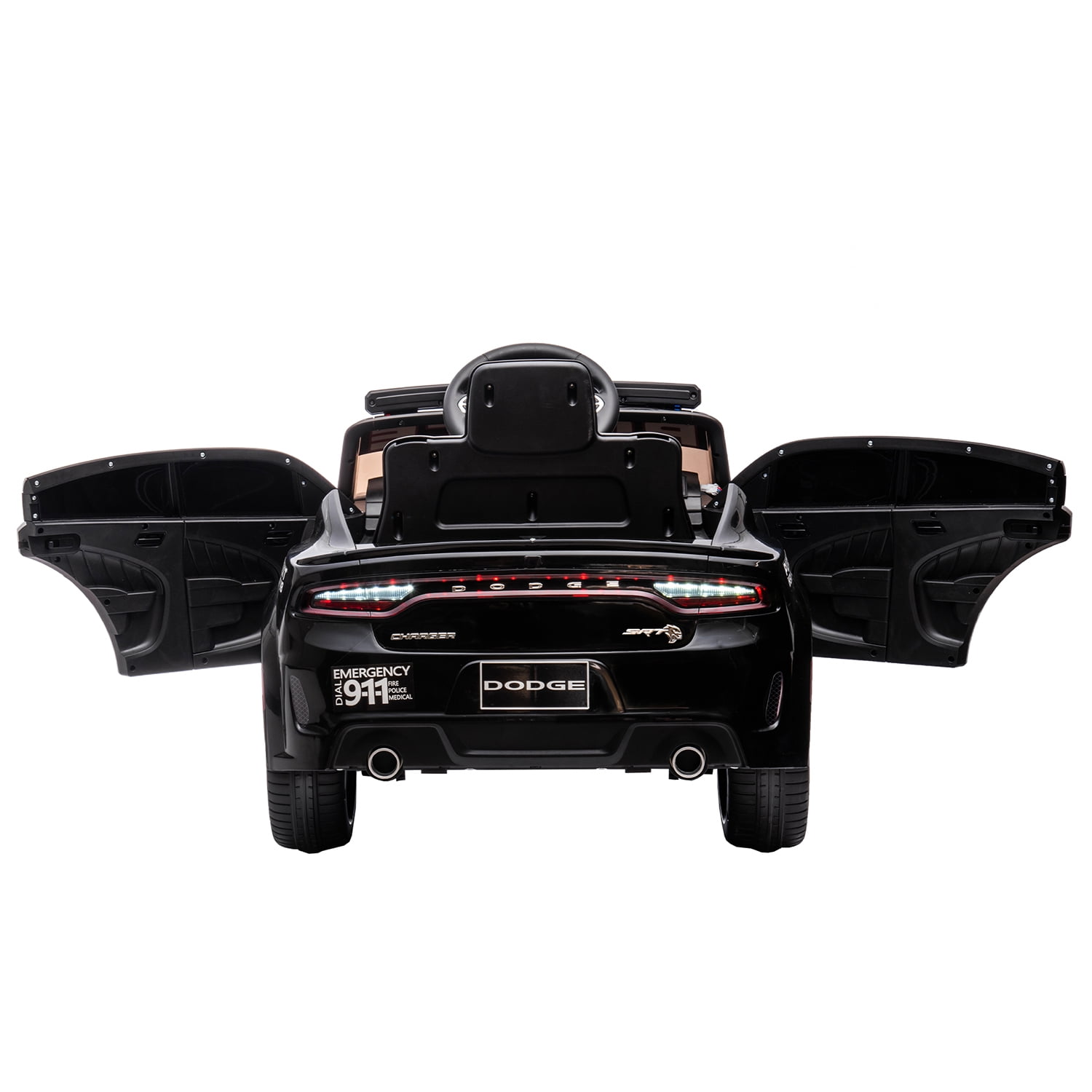 CIPACHO Licensed Dodge Charger 12 V Ride On Police Car with Parents Remote Control, Electric Cart for Kids, Black