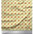 thumbnail image 1 of Soimoi Yellow Cotton Poplin Fabric Text & Fruits Printed Fabric 1 Yard 42 Inch Wide, 1 of 3