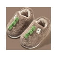 thumbnail image 2 of lnmuld Slippers for Kids Fashion Cute Autumn and Winter Boys and Girls Slippers Flat Bottom Round Toe Soft and Comfortable Warm Solid Color Dinosaur Shape Size:4-4.5 Years, 2 of 4