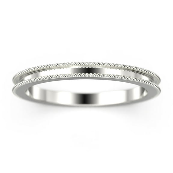 2mm Milgrain 10K White Gold Wedding Ring
