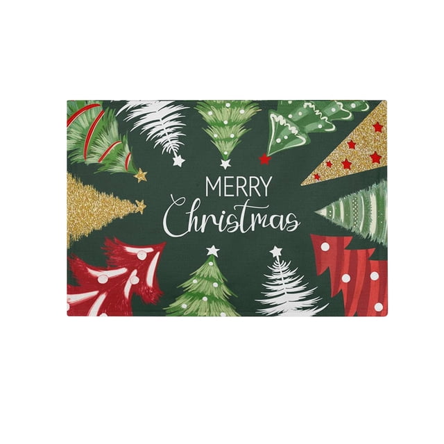 Outdoor Christmas Decorations Christmas Tree Decorations, Linen Tree Print Placemat Outdoor Party Holiday Table Setting