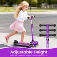 thumbnail image 4 of 2-in-1 Kids Scooter for Ages 3-12, 3 Wheel Lean to Steer Scooter with LED Light-Up Wheels, Adjustable Handlebar, Foldable & Detachable for Boys & Girls,Purple, 4 of 8