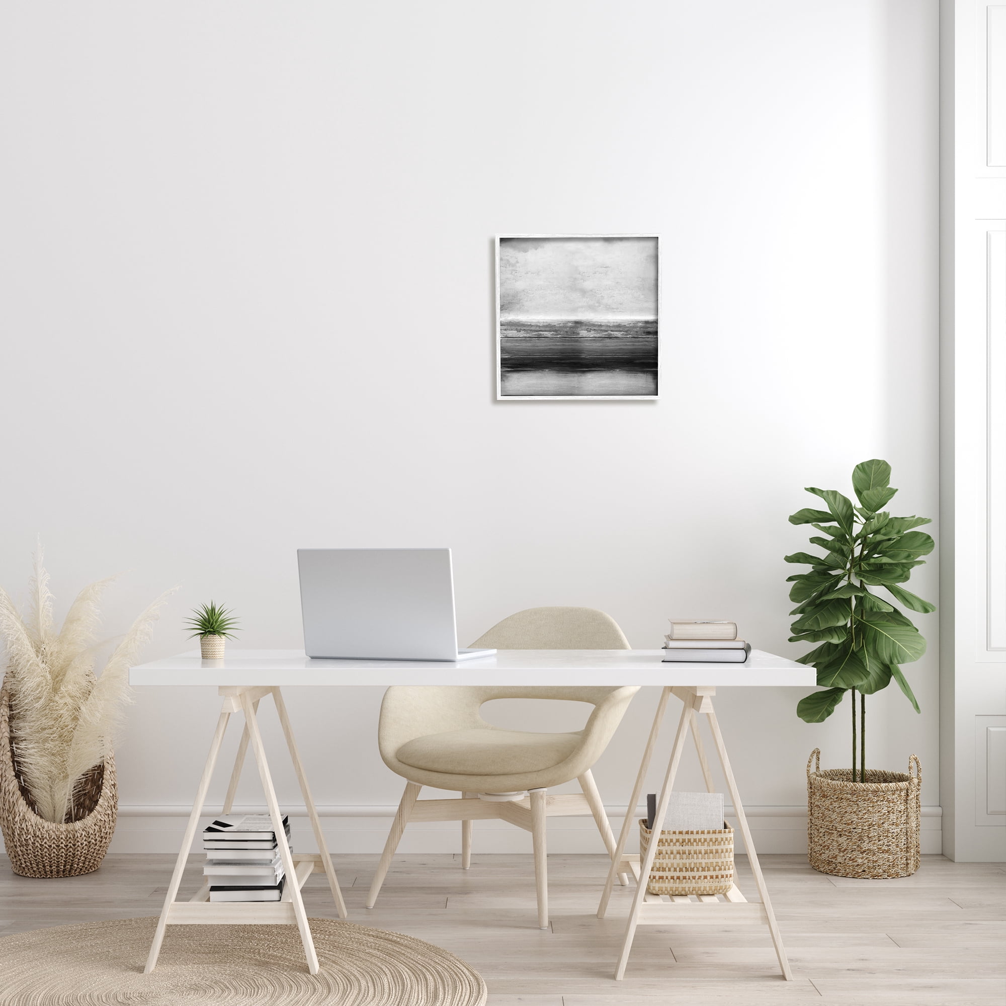 Monochromatic Grey Rustic Abstraction Layered Shades Abstract Framed Art Print Wall Art, 17x17