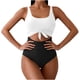 thumbnail image 1 of TaTaai Women‘s Tight Two Piece Swimsuit Front Knot Crop Top High Waisted Tummy Control Shorts Removable Padded Bra Wide Adjustable Straps Nylon Spandex Solid Color Summer Beach Gift, 1 of 2