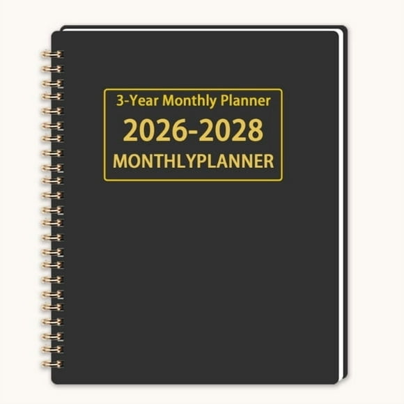 Planificador mensual 2026-2028 | Bloc de notas trienal sin fecha con papel grueso de 120 g/m² | Tapa de cuero premium con cierre elástico | Organizador portátil para profesionales, estudiantes y