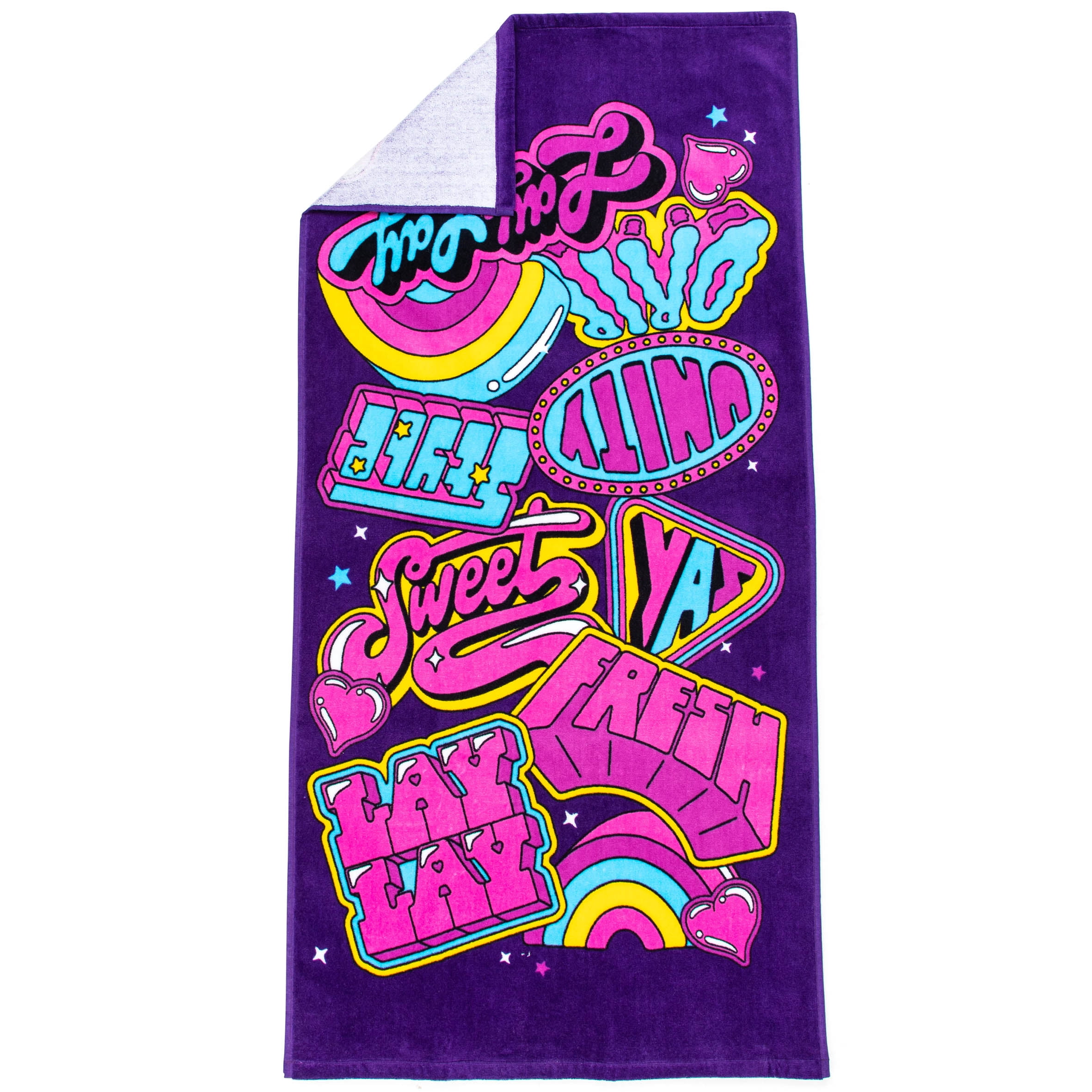 Lay Lay Kids 2-Piece Bath Towel and Wash Cloth Set, Cotton, Purple, Nickelodeon