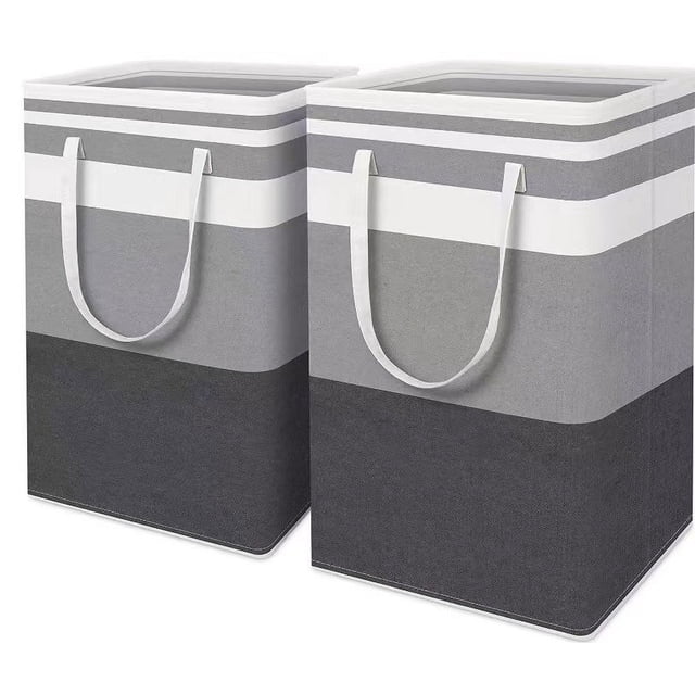 Bolsa de almacenamiento de tela transfronteriza de Amazon Cesta de almacenamiento de tela Cesta de ropa sucia plegable Ropa sucia a rayas Edredón de algodón Mudanza