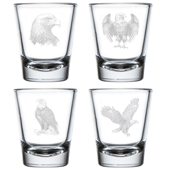 Set of 4 Shot Glasses 1.75oz Shot Glass Gift Bald Eagle Collection
