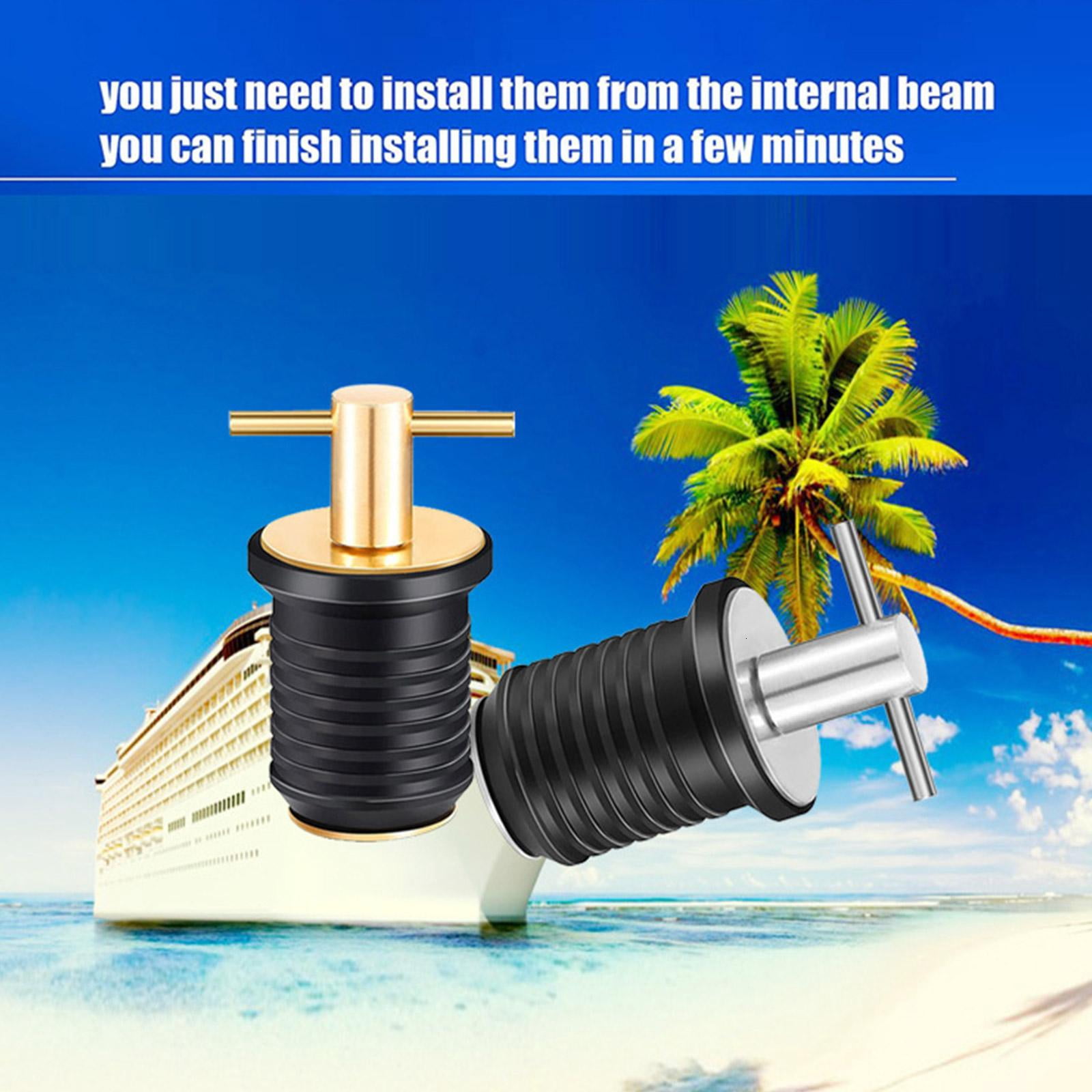 Yihuala 2 Pieces T-Handle Drain Plug Rubber Scupper Plugs Twist-Turn Marine Drain Plug Kayak Accessories