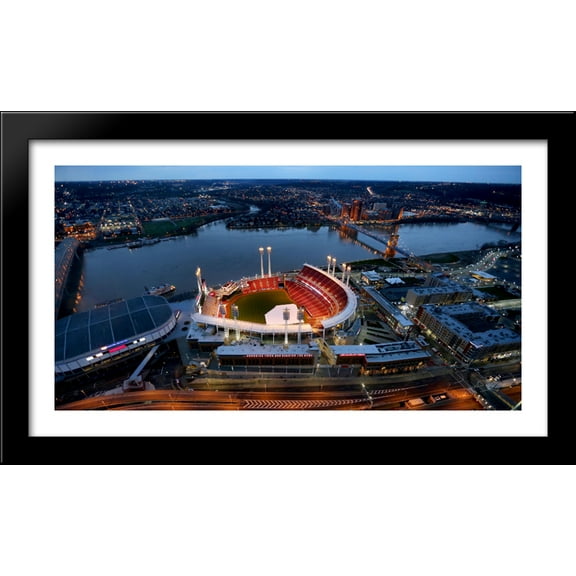 Great American Ballpark 40x22 Large Black Wood Framed Print Art - Home of the Cincinnati Reds