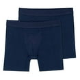thumbnail image 2 of Terramar Men's 6" Inseam Silkskins Boxer Briefs, Navy, 2 Pack, Small, 2 of 4