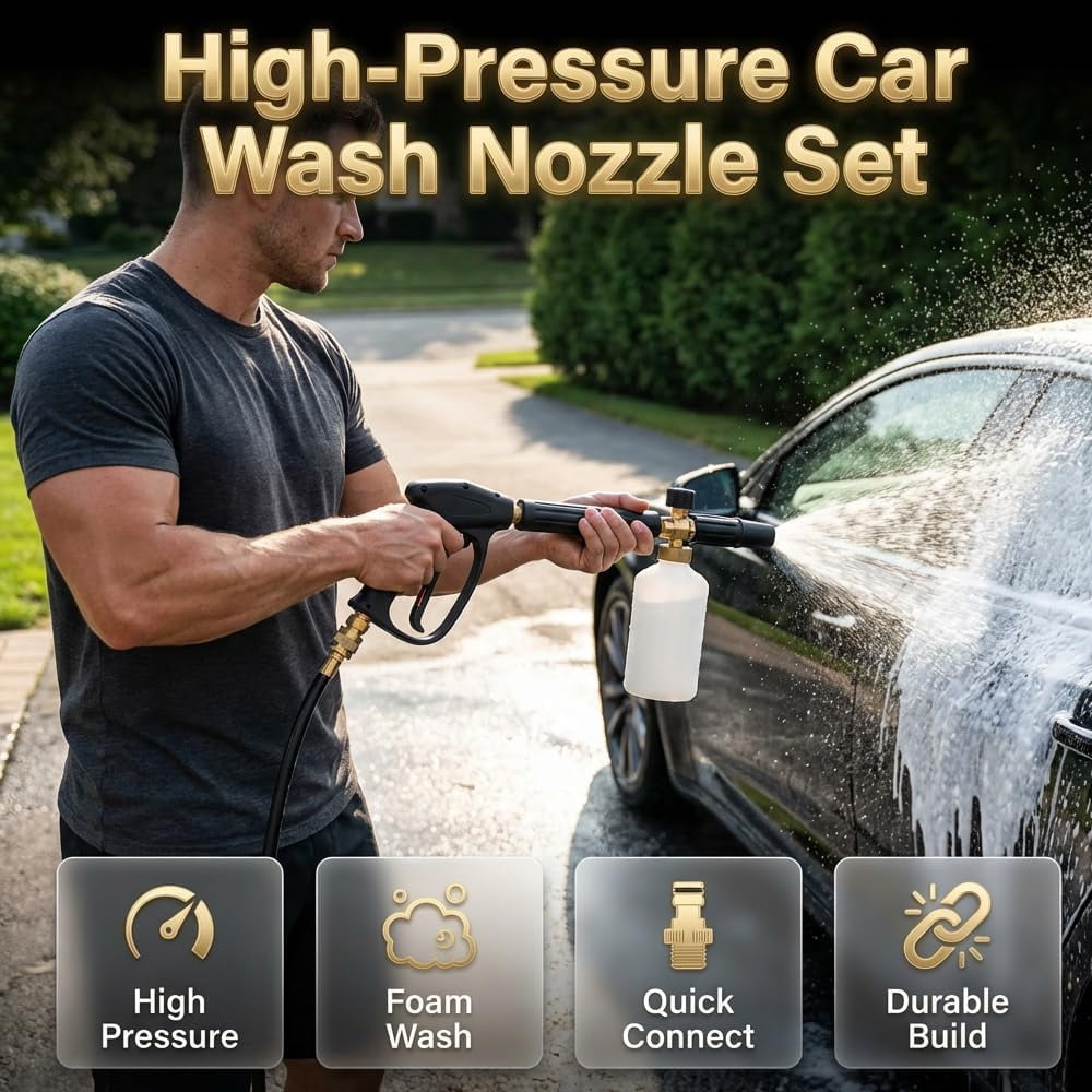 Home High-Pressure Car Wash Water Gun with Booster Nozzle, High-Pressure Home Car Wash Water Gun & Hose Set, Multi Function Lawn & Garden Watering Sprayer