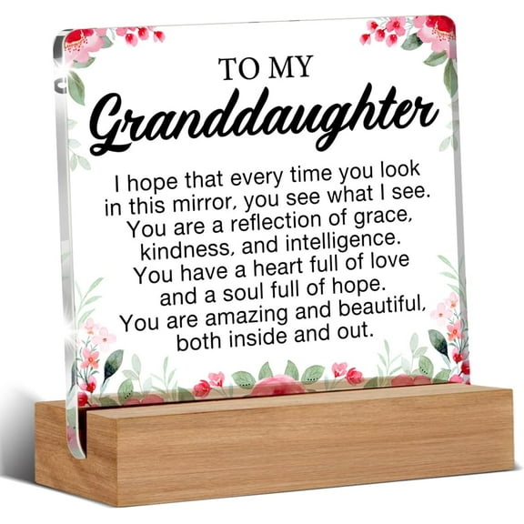 Best Granddaughter Gift - Granddaughter Gift From Grandma Grandpa - Gifts for Granddaughter - Meaningful Granddaughter Clear Desk Decorative Sign Home Bedroom Decor Acrylic Sign