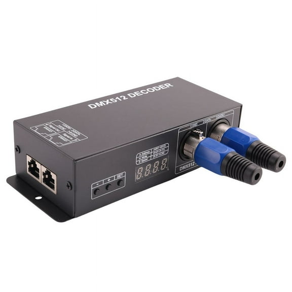 512 Digital Display Decoder,Dimming Driver Dmx512 Controller For Led Rgbw Tape Strip Light Rj45 Connection Dc12-24V 20A (4 Channel)
