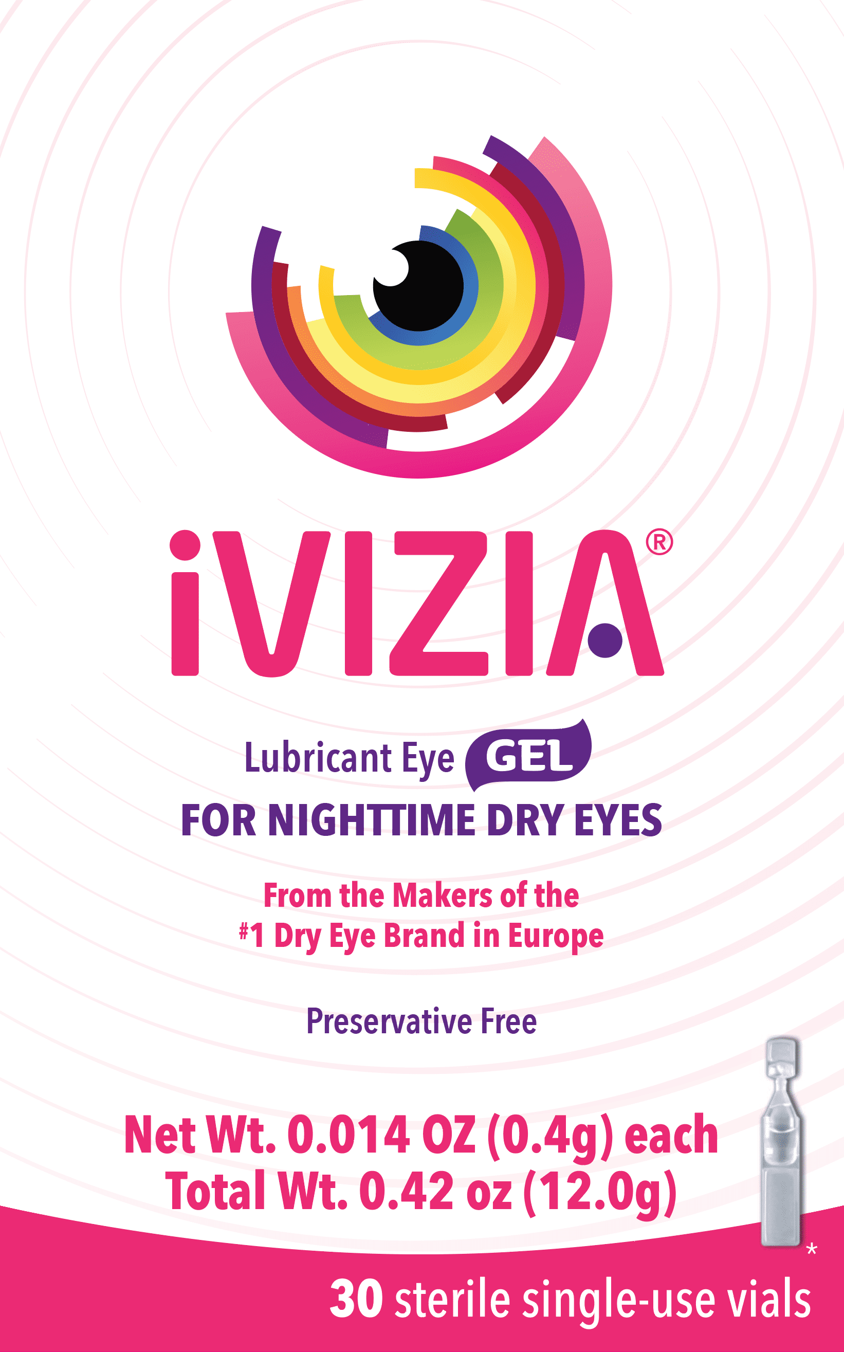 iVIZIA Eye Gel for Nighttime Dry Eyes, preservative-free, 30 single-use vials