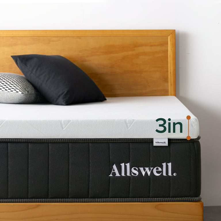 Allswell 3" Covered Memory Foam Mattress Topper, Queen
